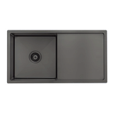 Retto II 850mm x 450mm x 230mm Stainless Steel Sink with Drainer, Brushed Gunmetal Black