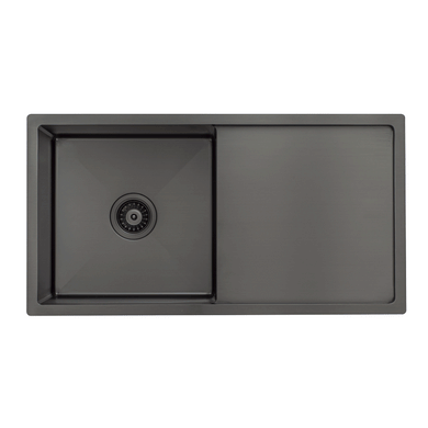 Retto II 850mm x 450mm x 230mm Stainless Steel Sink with Drainer, Brushed Gunmetal Black