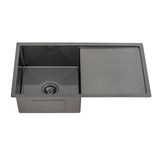 Retto II 850mm x 450mm x 230mm Stainless Steel Sink with Drainer, Brushed Gunmetal Black