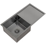 Retto II 850mm x 450mm x 230mm Stainless Steel Sink with Drainer, Brushed Gunmetal Black