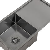 Retto II 850mm x 450mm x 230mm Stainless Steel Sink with Drainer, Brushed Gunmetal Black
