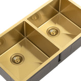 Retto II 875mm x 450mm x 230mm Stainless Steel Double Sink, Brushed Brass Gold