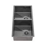 Retto II 875mm x 450mm x 230mm Stainless Steel Double Sink, Brushed Gunmetal Black