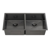 Retto II 875mm x 450mm x 230mm Stainless Steel Double Sink, Brushed Gunmetal Black