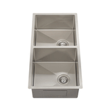 Retto II 875mm x 450mm x 230mm Stainless Steel Double Sink, Brushed SS Nickel