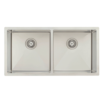 Retto II 875mm x 450mm x 230mm Stainless Steel Double Sink, Brushed SS Nickel
