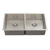 Retto II 875mm x 450mm x 230mm Stainless Steel Double Sink, Brushed SS Nickel