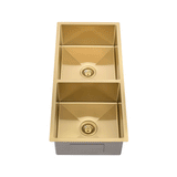 Retto II 975mm x 450mm x 230mm Stainless Steel Double Sink, Brushed Brass Gold