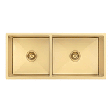 Retto II 975mm x 450mm x 230mm Stainless Steel Double Sink, Brushed Brass Gold
