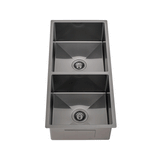 Retto II 975mm x 450mm x 230mm Stainless Steel Double Sink, Brushed Gunmetal Black