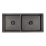 Retto II 975mm x 450mm x 230mm Stainless Steel Double Sink, Brushed Gunmetal Black