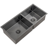 Retto II 975mm x 450mm x 230mm Stainless Steel Double Sink, Brushed Gunmetal Black