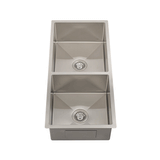 Retto II 975mm x 450mm x 230mm Stainless Steel Double Sink, Brushed SS Nickel