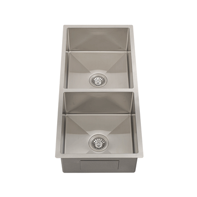 Retto II 975mm x 450mm x 230mm Stainless Steel Double Sink, Brushed SS Nickel