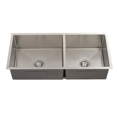 Retto II 975mm x 450mm x 230mm Stainless Steel Double Sink, Brushed SS Nickel