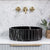Kyklos Groove Round Fluted 395mm Above-Counter Marble Basin, Honed Nero Marquina