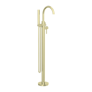 Nero Nova Round Floormount Mixer With Handshower | Brushed Gold |