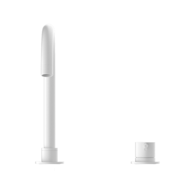 Nero Mecca Hob Basin Mixer and Spout (Round Spout) | Matte White |