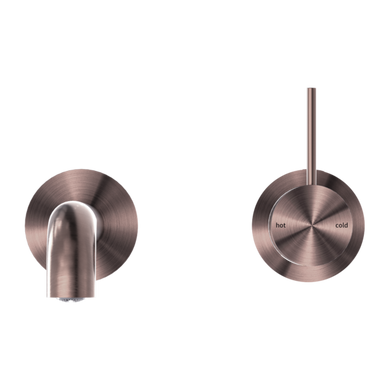 Nero Mecca Wall Basin Mixer Handle Up (Separate Back Plate) | Brushed Bronze |