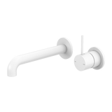 Nero Mecca Wall Basin Mixer Handle Up (Separate Back Plate) | Matte White |