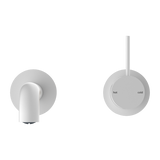 Nero Mecca Wall Basin Mixer Handle Up (Separate Back Plate) | Matte White |