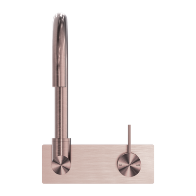 Nero Mecca Wall Basin Mixer Swivel Spout Handle Up | Brushed Bronze |