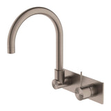 Nero Mecca Wall Basin Mixer Swivel Spout Handle Up | Brushed Bronze |