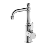Nero York Basin Mixer With White Porcelain Lever | Chrome |