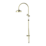 Nero York Twin Shower With White Porcelain Hand Shower | Aged Brass |
