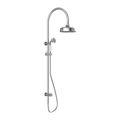Nero York Twin Shower With White Porcelain Hand Shower | Chrome |