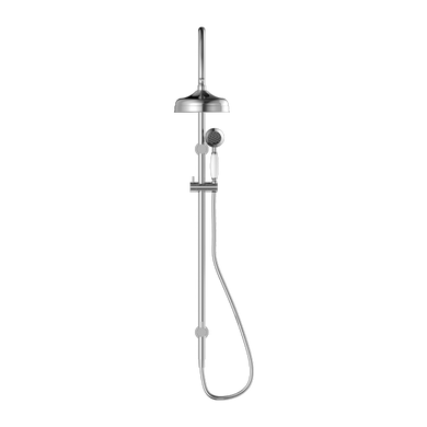 Nero York Twin Shower With White Porcelain Hand Shower | Chrome |