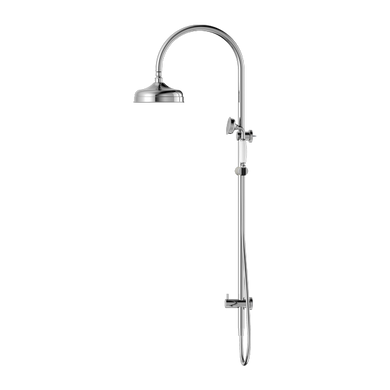 Nero York Twin Shower With White Porcelain Hand Shower | Chrome |