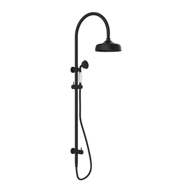 Nero York Twin Shower With White Porcelain Hand Shower | Matte Black |