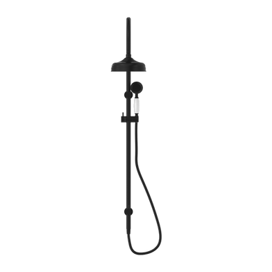 Nero York Twin Shower With White Porcelain Hand Shower | Matte Black |