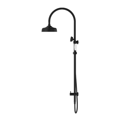 Nero York Twin Shower With White Porcelain Hand Shower | Matte Black |