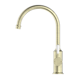 Nero York Kitchen Mixer Goosneck Spout With White Porcelain Lever | Aged Brass |