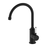 Nero York Kitchen Mixer Goosneck Spout With White Porcelain Lever | Matte Black |