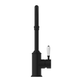 Nero York Kitchen Mixer Goosneck Spout With White Porcelain Lever | Matte Black |
