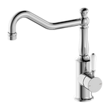 Nero York Kitchen Mixer Hook Spout With White Porcelain Lever | Chrome |