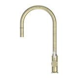 Nero York Pull Out Sink Mixer With Vegie Spray Function With White Porcelain Lever | Aged Brass |