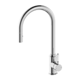 Nero York Pull Out Sink Mixer With Vegie Spray Function With White Porcelain Lever | Chrome |