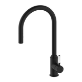 Nero York Pull Out Sink Mixer With Vegie Spray Function With White Porcelain Lever | Matte Black |