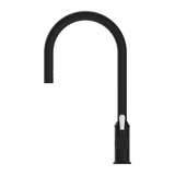 Nero York Pull Out Sink Mixer With Vegie Spray Function With White Porcelain Lever | Matte Black |