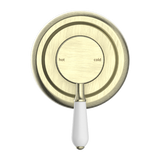 Nero York Shower Mixer With White Porcelain Lever | Aged Brass |