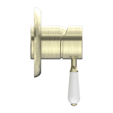 Nero York Shower Mixer With White Porcelain Lever | Aged Brass |