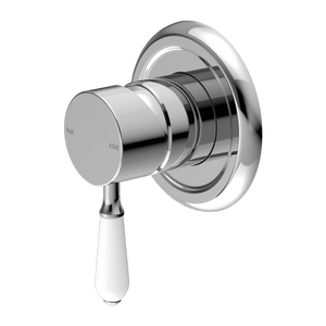 Nero York Shower Mixer With White Porcelain Lever, Chrome