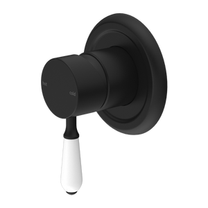 Nero York Shower Mixer With White Porcelain Lever, Matte Black