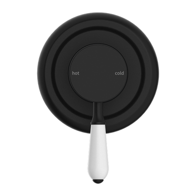 Nero York Shower Mixer With White Porcelain Lever | Matte Black |