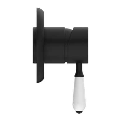 Nero York Shower Mixer With White Porcelain Lever | Matte Black |