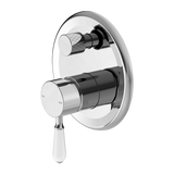 Nero York Shower Mixer With Diverter With White Porcelain Lever | Chrome |